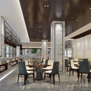 中式自助餐厅3D模型下载